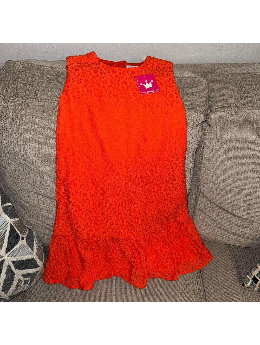 vibrant orange lace shift dress from the brand EPK size 10